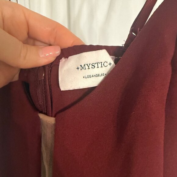 Mystic Burgundy Fit & Flare Dress Sheer Cutouts Adjustable Straps Small - Picture 7 of 8